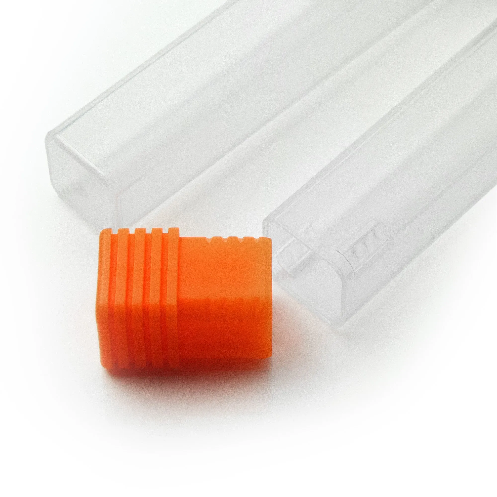 2 Compact Orange Cap Clear Square Container for Tools