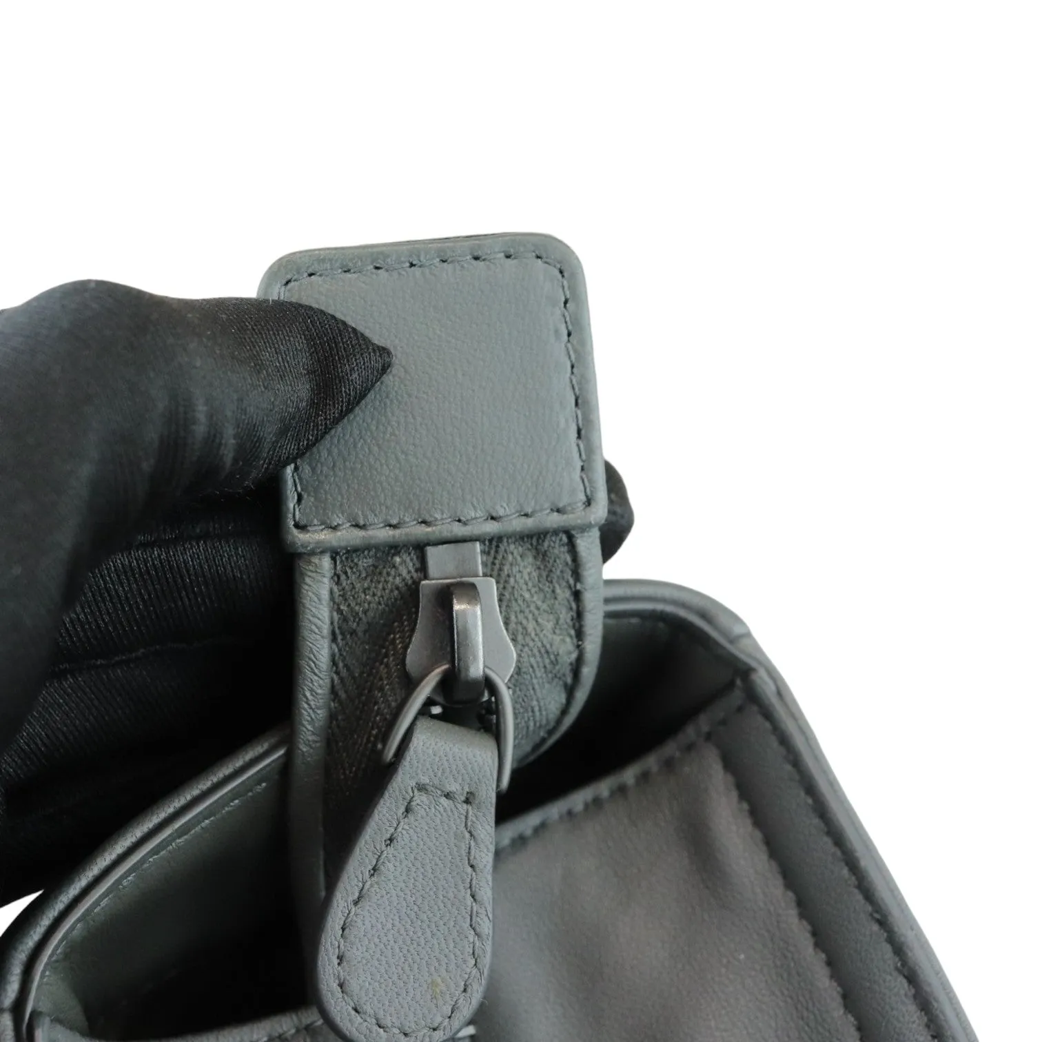 2Way Shoulder Intrecciato Leather Grey