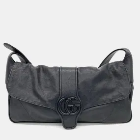 Black Leather Aphrodite Medium Shoulder Bag