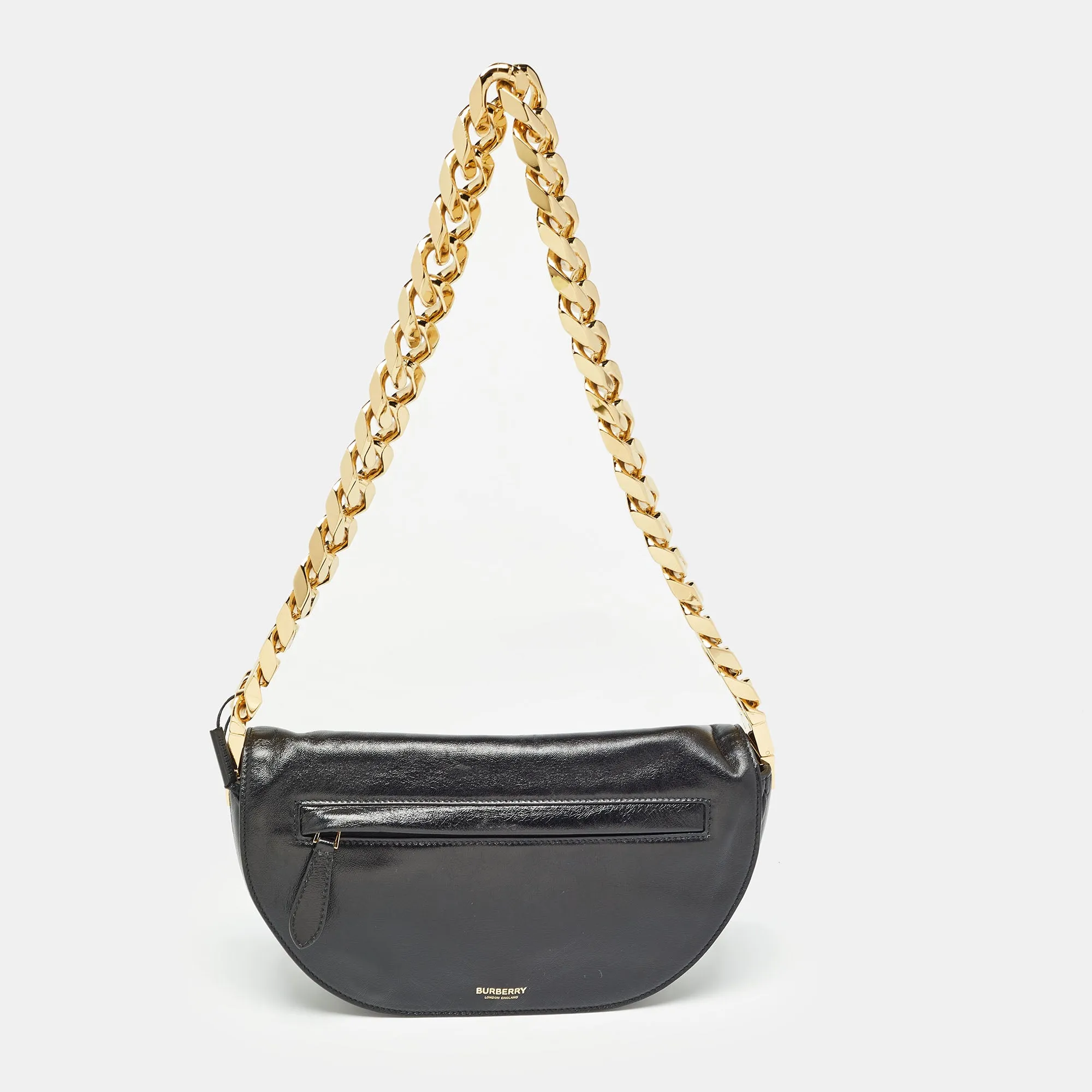 Black Soft Leather Small Olympia Chain Shoulder Bag