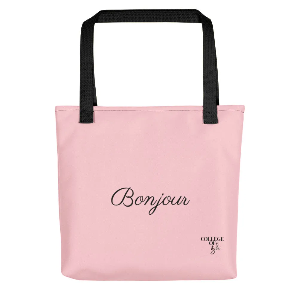 Bonjour Pink College of Style Tote bag