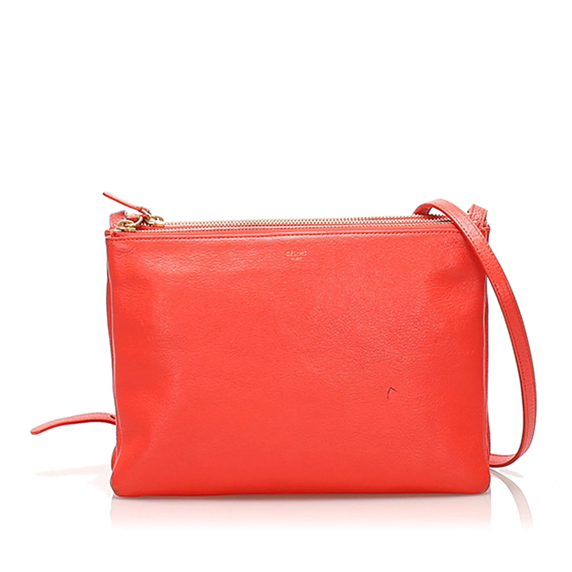 Celine Trio Leather Shoulder Bag Red