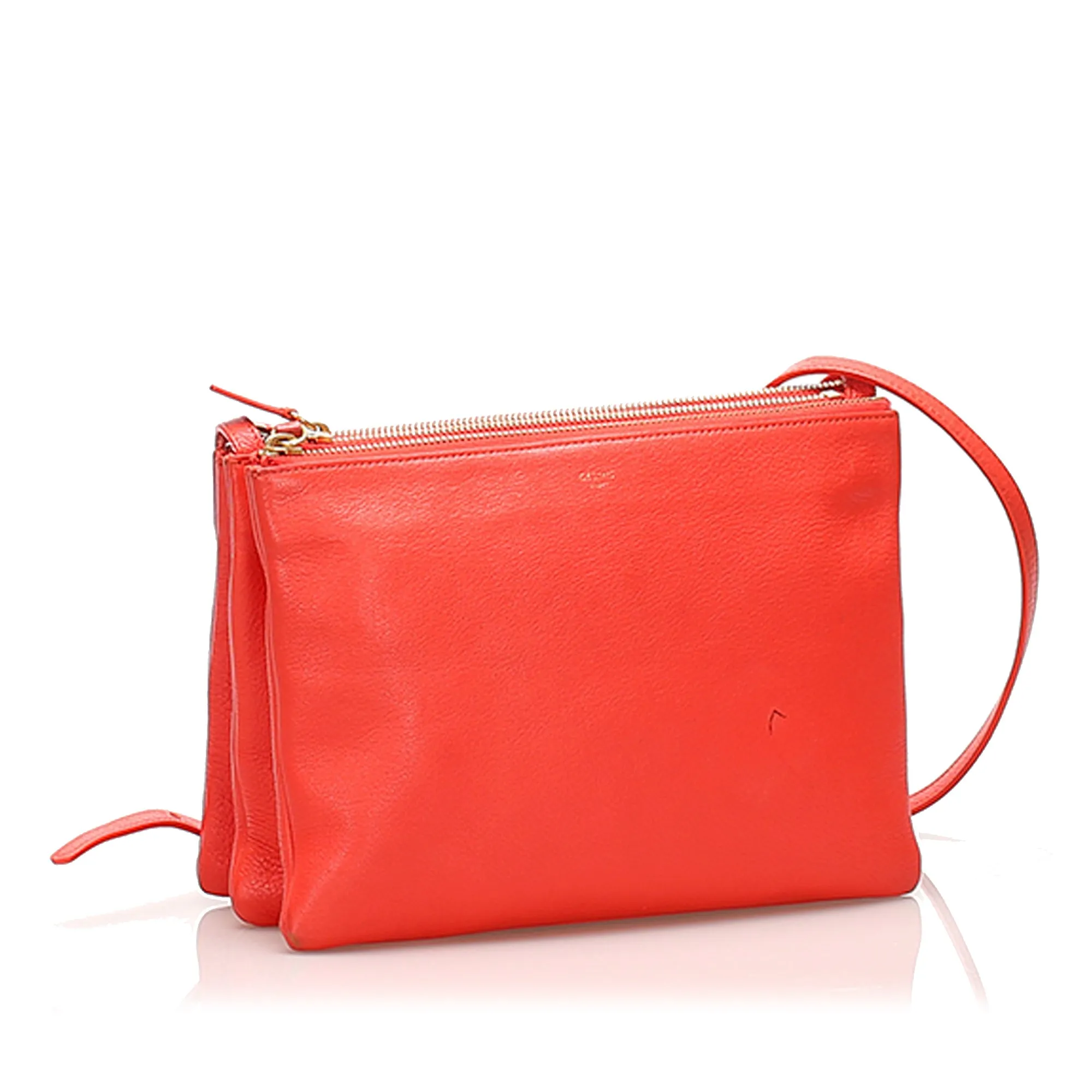 Celine Trio Leather Shoulder Bag Red