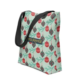 Christmas Tote Bag - Christmas Tree Branch With Ornaments (Glamourange Festive Pattern Christmas Tote Bags)