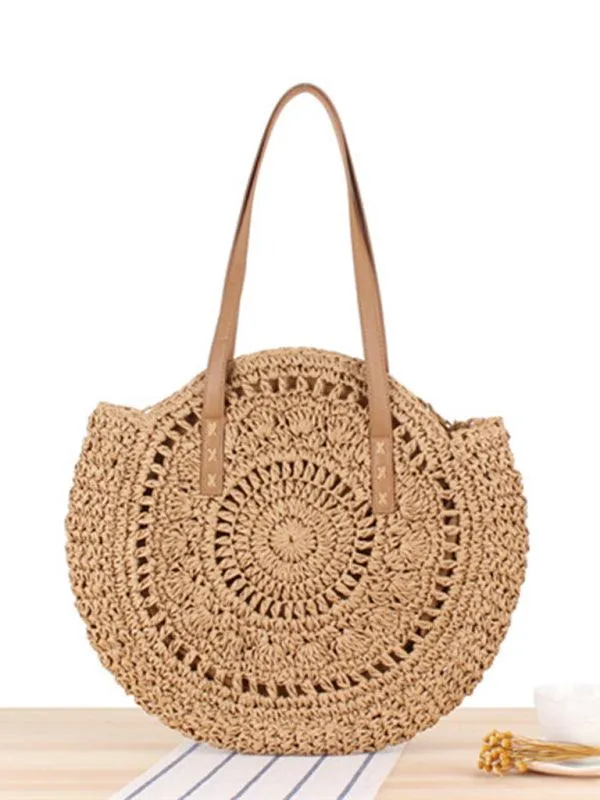 Coastal Elegance: Women's Trendy Woven Straw Shoulder Tote Bag