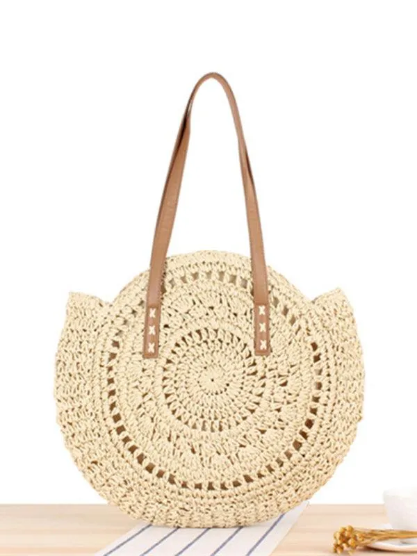 Coastal Elegance: Women's Trendy Woven Straw Shoulder Tote Bag