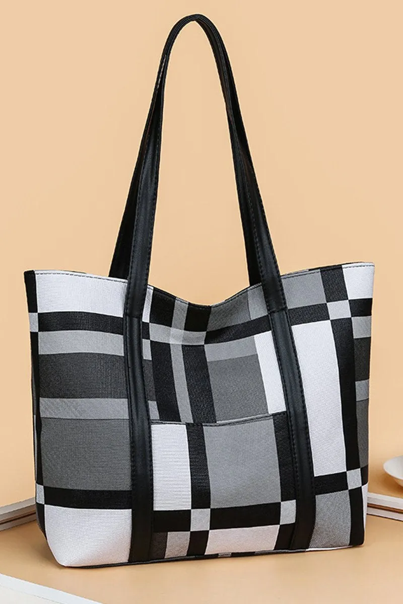 CROSS BORDER TRENDY PLAID TOTE BAG