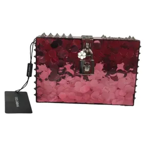 Dolce & Gabbana Clutch Bag Acrylic Red Sequins and Tacks In The Corners Sz Small