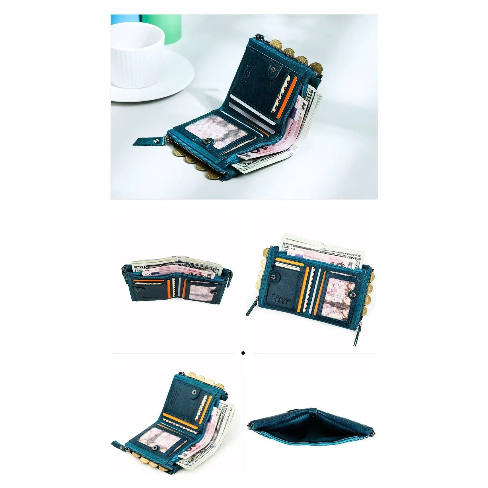 ElegantCow RFID Zipper Clutch Wallet