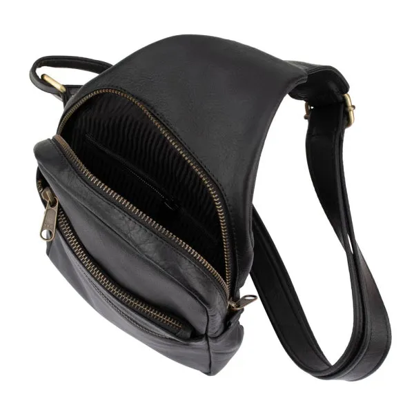 Franco Bonini - 23-0011 Leather sling backpack - Black