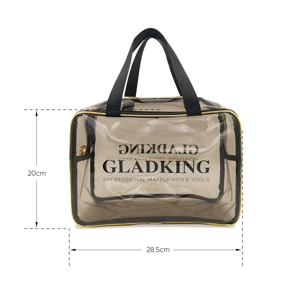 Gladking Handy Makeup Pouch Clear with Lining Gold