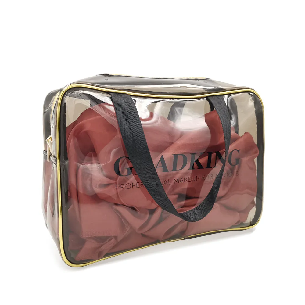 Gladking Handy Makeup Pouch Clear with Lining Gold