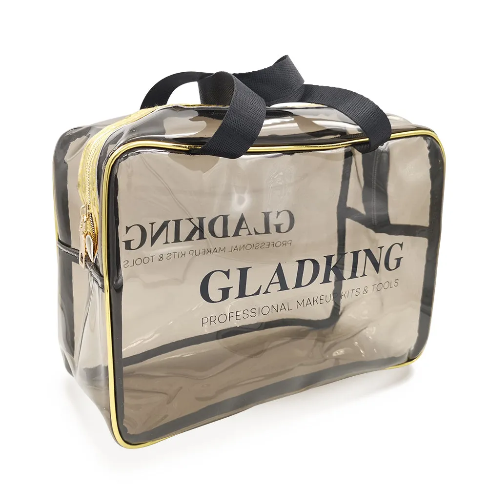 Gladking Handy Makeup Pouch Clear with Lining Gold