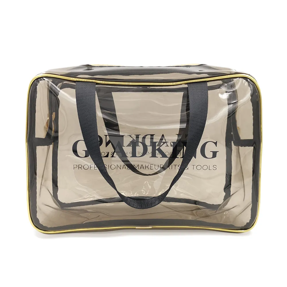 Gladking Handy Makeup Pouch Clear with Lining Gold