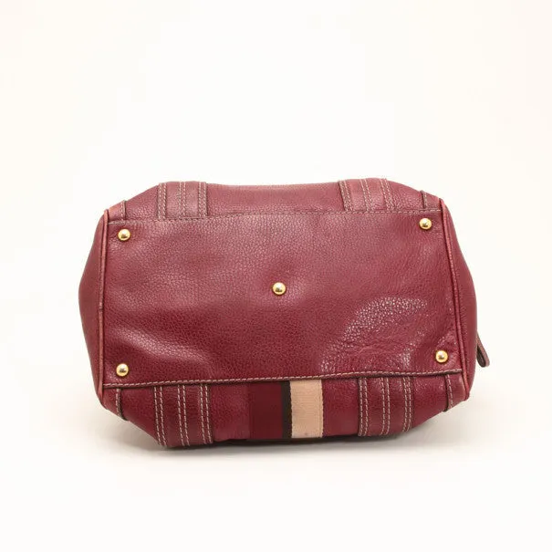 Gucci Maroon Leather Aviatrix Medium Boston Satchel