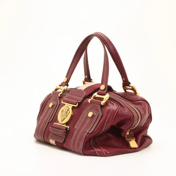 Gucci Maroon Leather Aviatrix Medium Boston Satchel