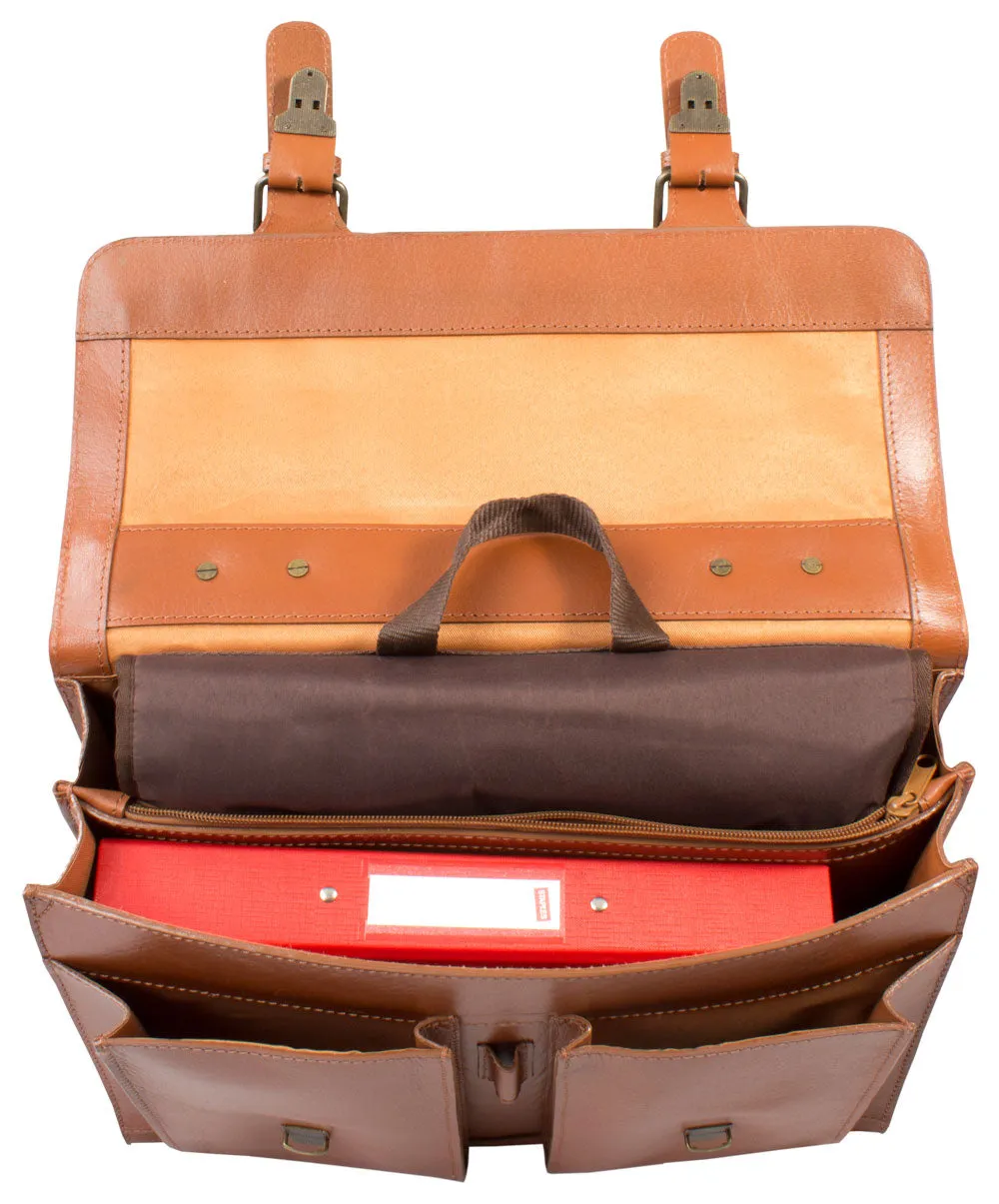 HIDEONLINE VINTAGE TAN BRIDLE LEATHER SATCHEL BRIEFCASE