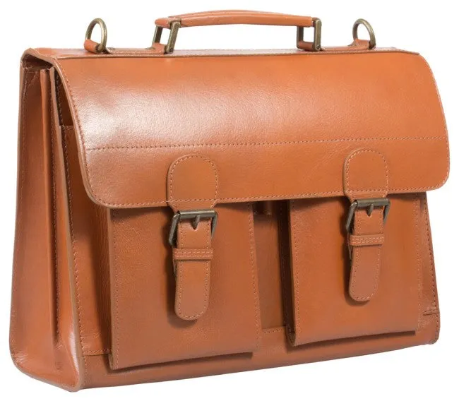 HIDEONLINE VINTAGE TAN BRIDLE LEATHER SATCHEL BRIEFCASE