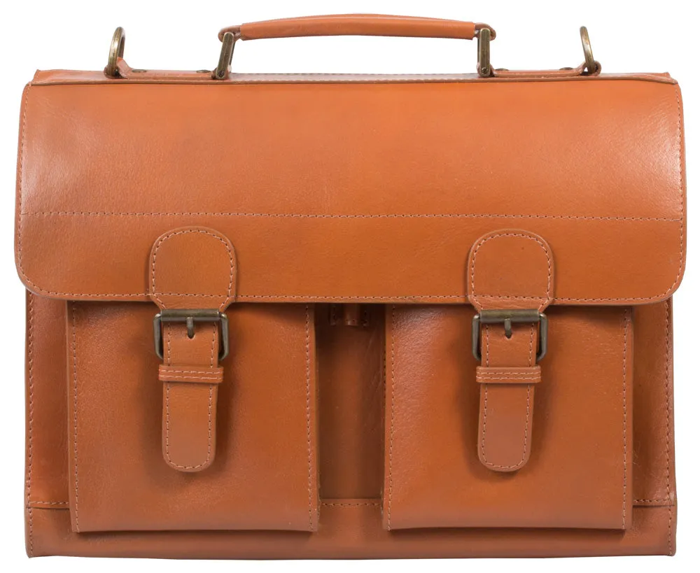 HIDEONLINE VINTAGE TAN BRIDLE LEATHER SATCHEL BRIEFCASE