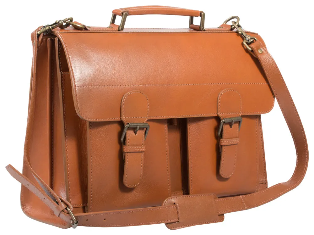 HIDEONLINE VINTAGE TAN BRIDLE LEATHER SATCHEL BRIEFCASE