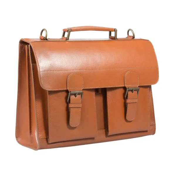 HIDEONLINE VINTAGE TAN BRIDLE LEATHER SATCHEL BRIEFCASE