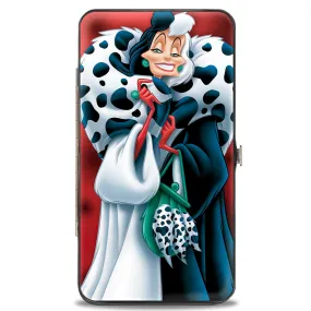 Hinged Wallet - Cruella de Vil Spotted Fur Pose   Spots Red Black