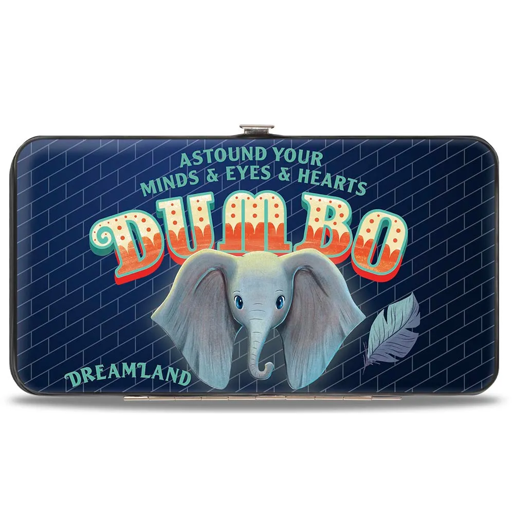 Hinged Wallet - Dumbo Face Feather ASTOUND YOUR MIND & EYES & HEARTS Circus Sign Blues