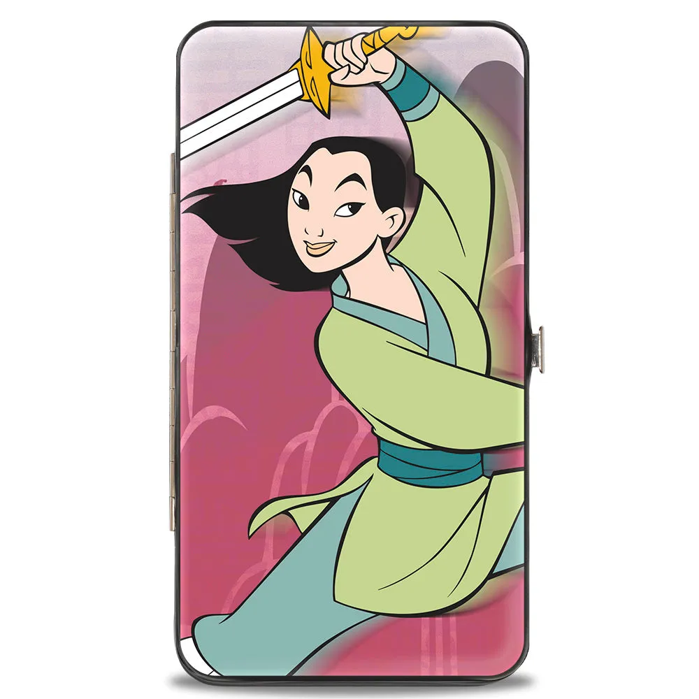 Hinged Wallet - Mulan Sword Action Pose   Landscape Pinks