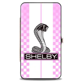 Hinged Wallet - SHELBY Tiffany Box Checker Stripe White Pinks Black