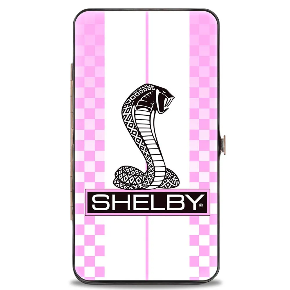 Hinged Wallet - SHELBY Tiffany Box Checker Stripe White Pinks Black