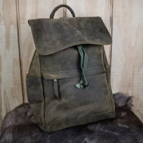 Leather Hide Backpack - Olive (Weathered)