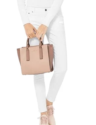 Michael Michael Kors Alessa Medium Color-Block Pebbled Leather Satchel