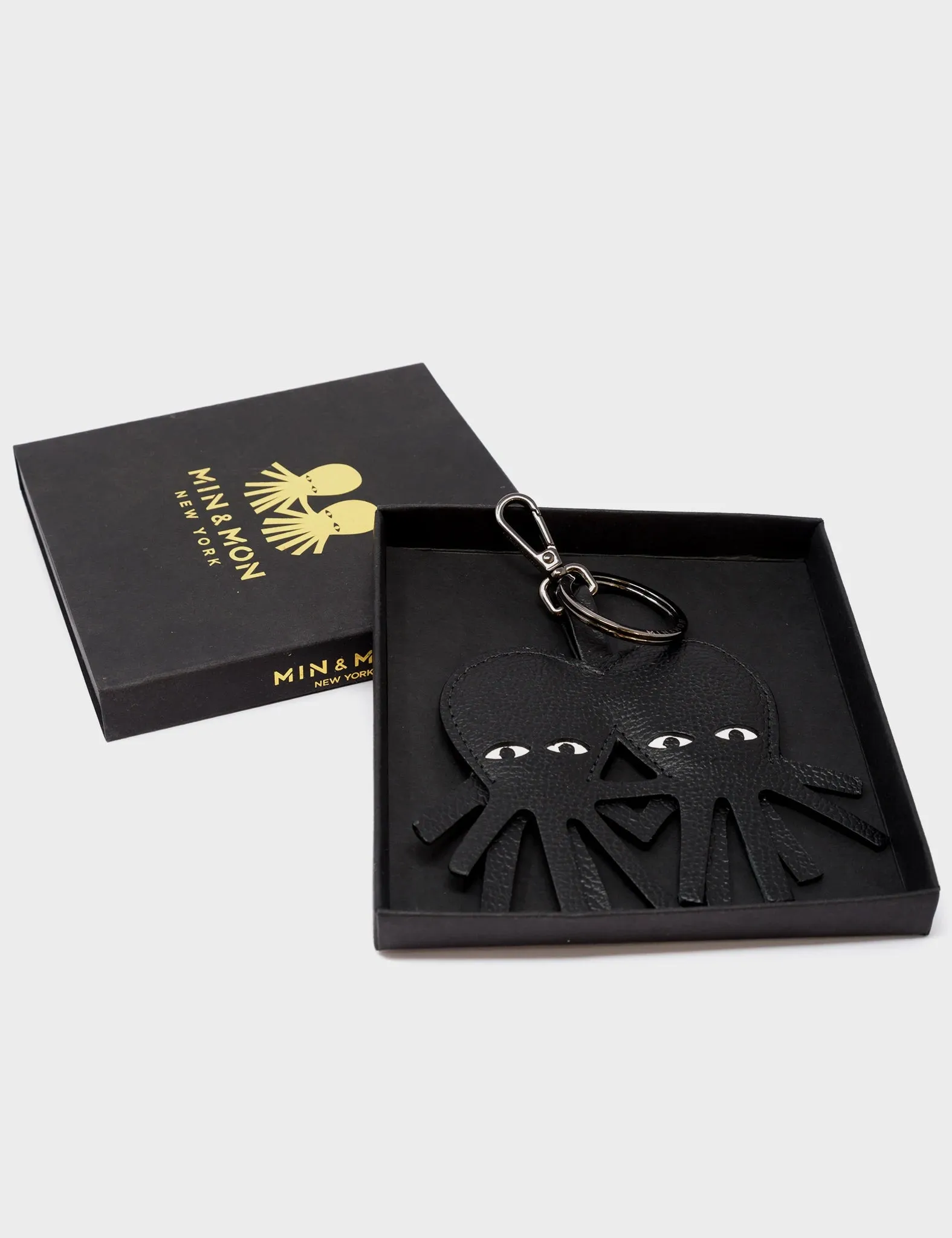 Octotwins Charm - Black Leather Keychain