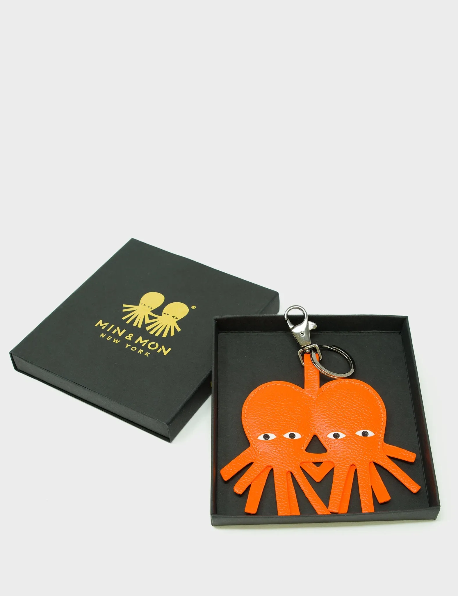 Octotwins Charm - Neon Orange Leather Keychain