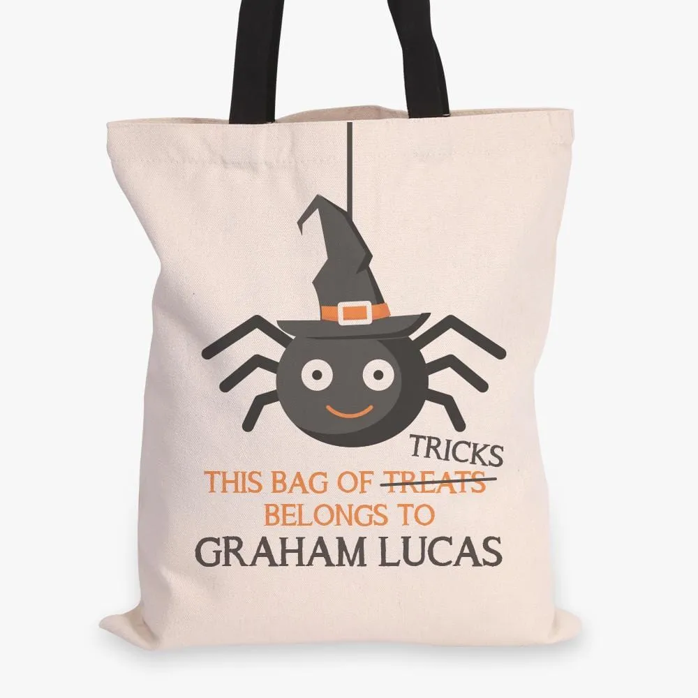 Personalized Spider Halloween Tote Bag | Custom Trick or Treat Bag