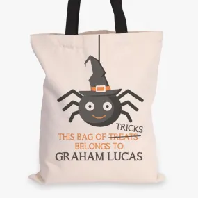 Personalized Spider Halloween Tote Bag | Custom Trick or Treat Bag