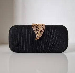 Sparkly Gold Leaf Shimmery Black Clutch