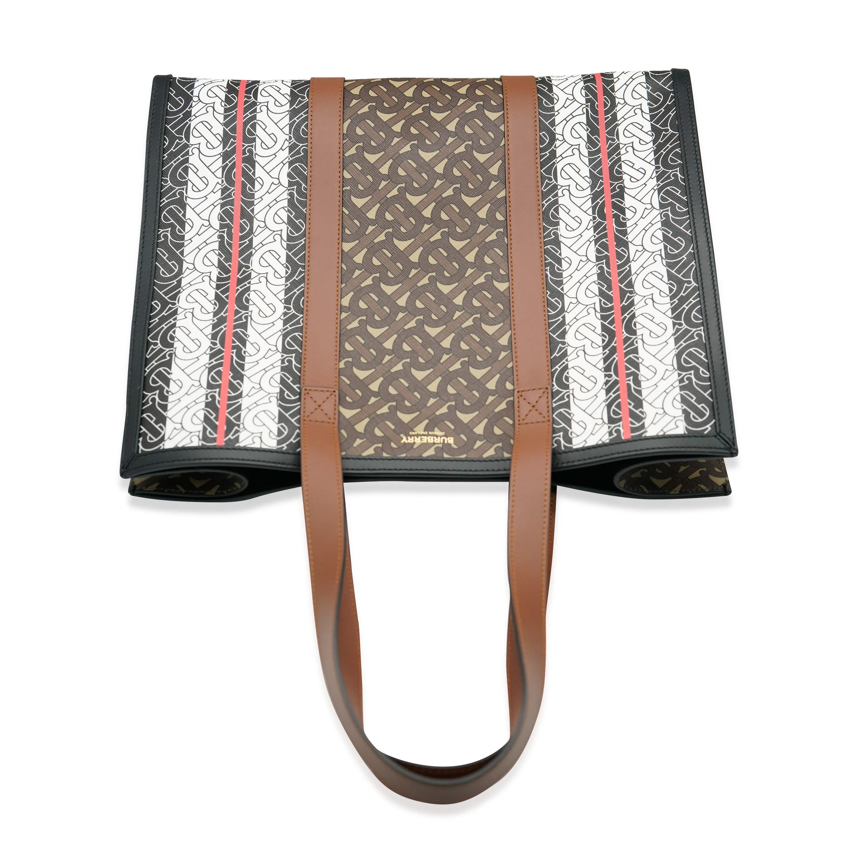 Trendy Inspired Burberry Bridle Canvas Monogram Stripe E-canvas Tote