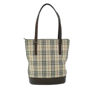 Trendy Inspired Burberry Nova Check Tote Bag Canvas Leather Beige Brown Auth 54021