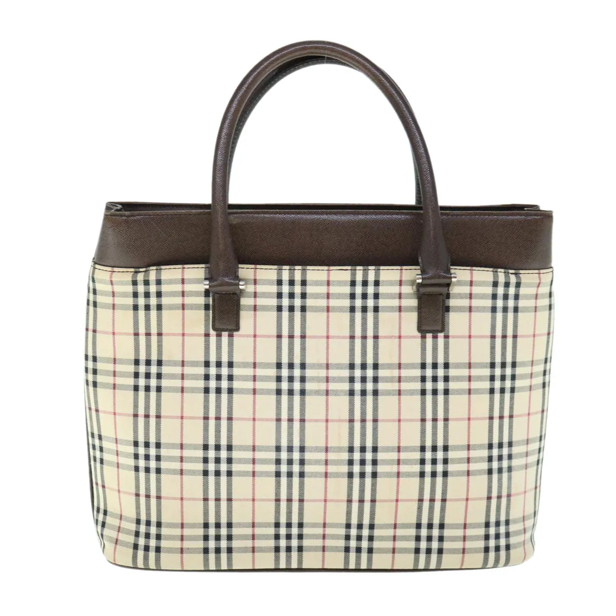 Trendy Inspired Burberry Nova Check Tote Bag Nylon Beige Auth Ep2645