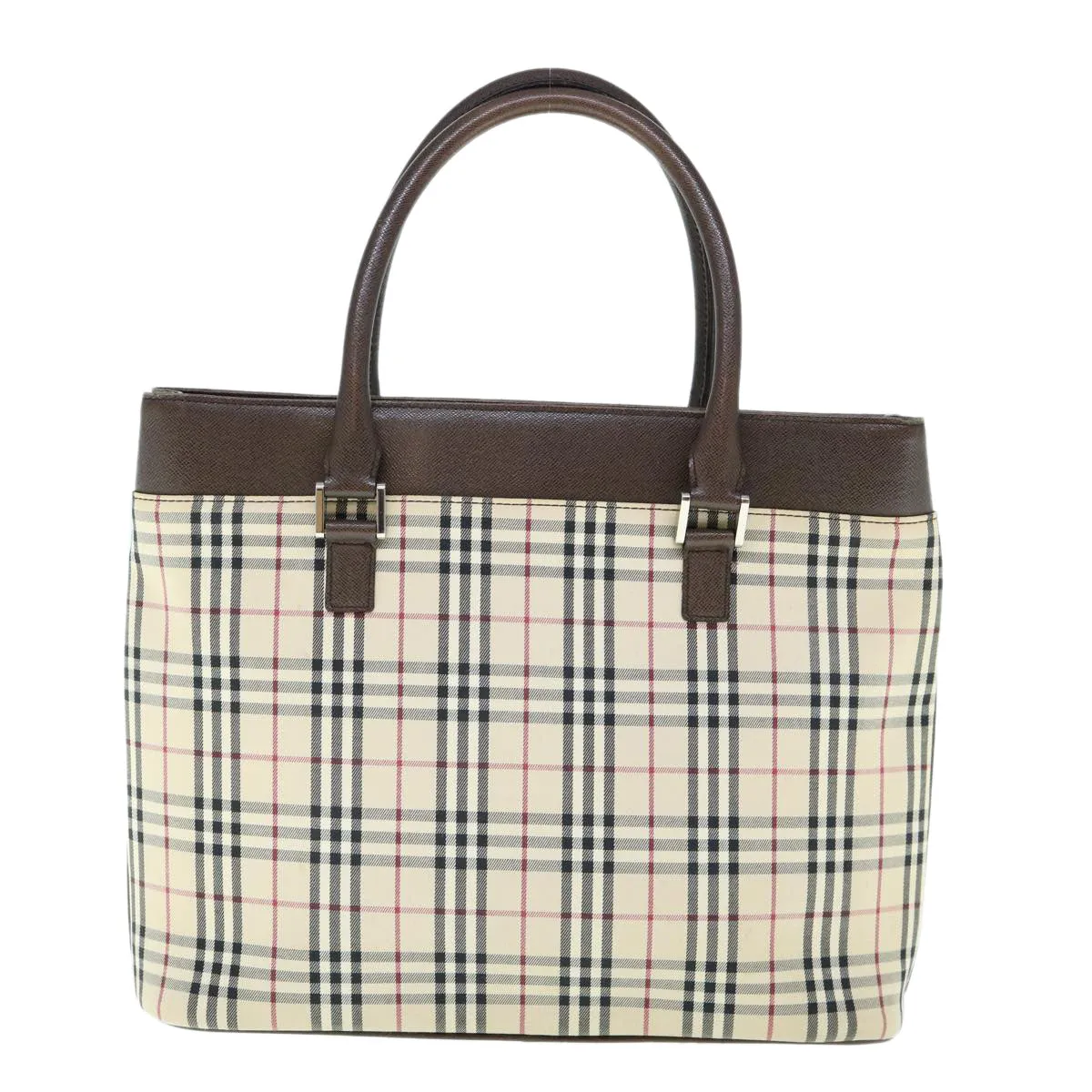 Trendy Inspired Burberry Nova Check Tote Bag Nylon Beige Auth Ep2645