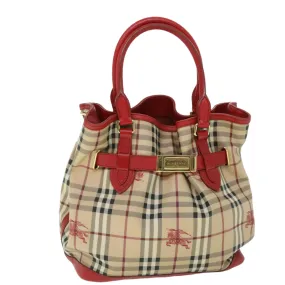 Trendy Inspired Burberry Nova Check Tote Bag Pvc Leather Beige Red Auth Yk8482