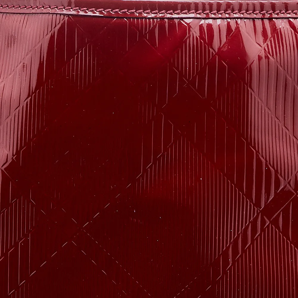 Trendy Inspired Burberry Red Check Embossed Patent Leather Bilmore Tote