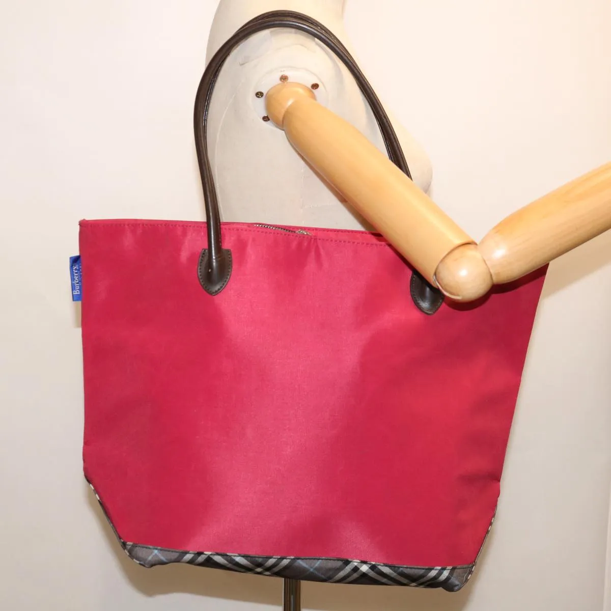 Trendy Inspired Burberryss Blue Label Tote Bag Nylon Red Auth 69693