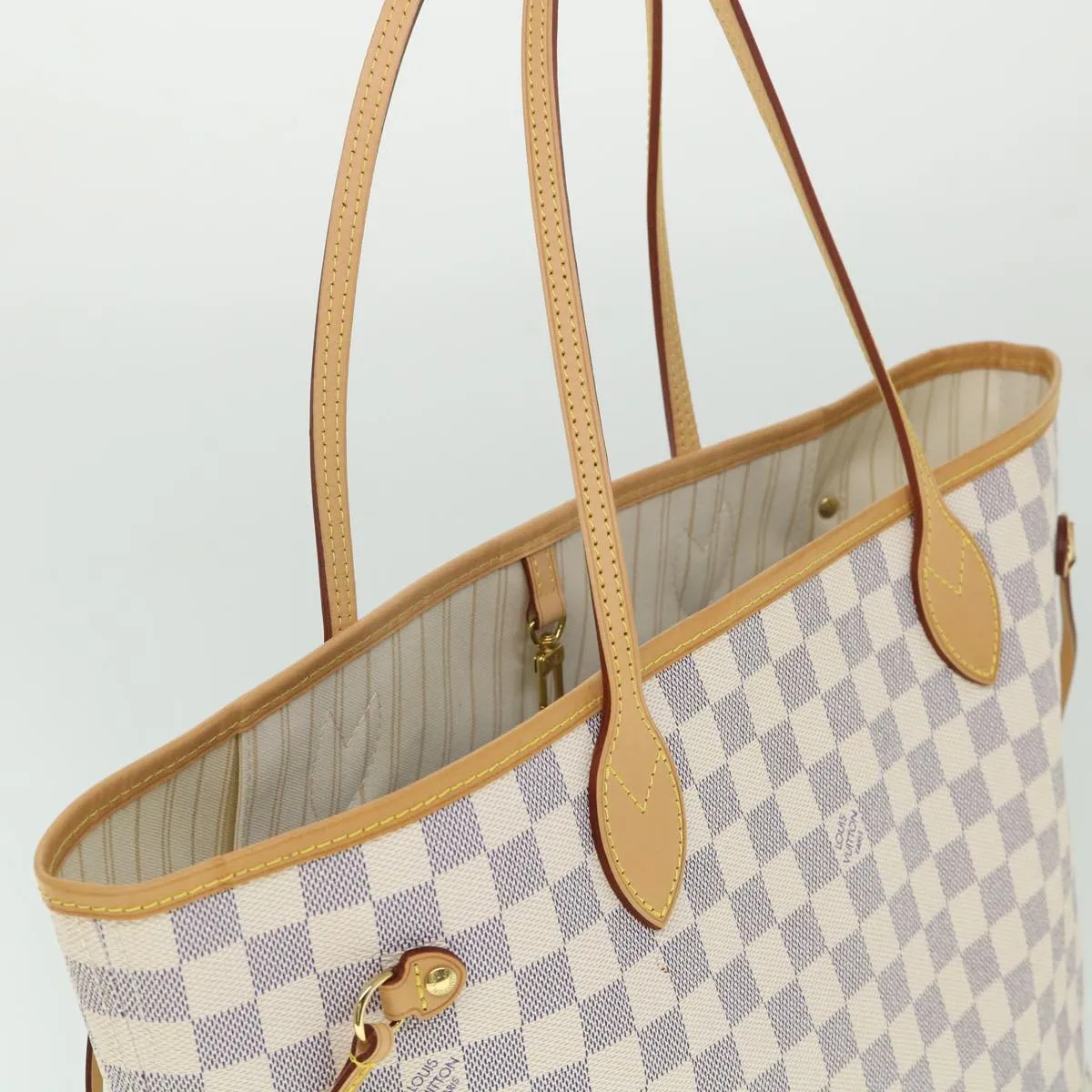 Trendy Inspired Louis Vuitton Damier Azur Neverfull Mm Tote Bag N41605 Lv Auth 54291a