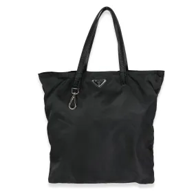 Trendy Inspired Prada Black Nylon Logo Shopper Tote