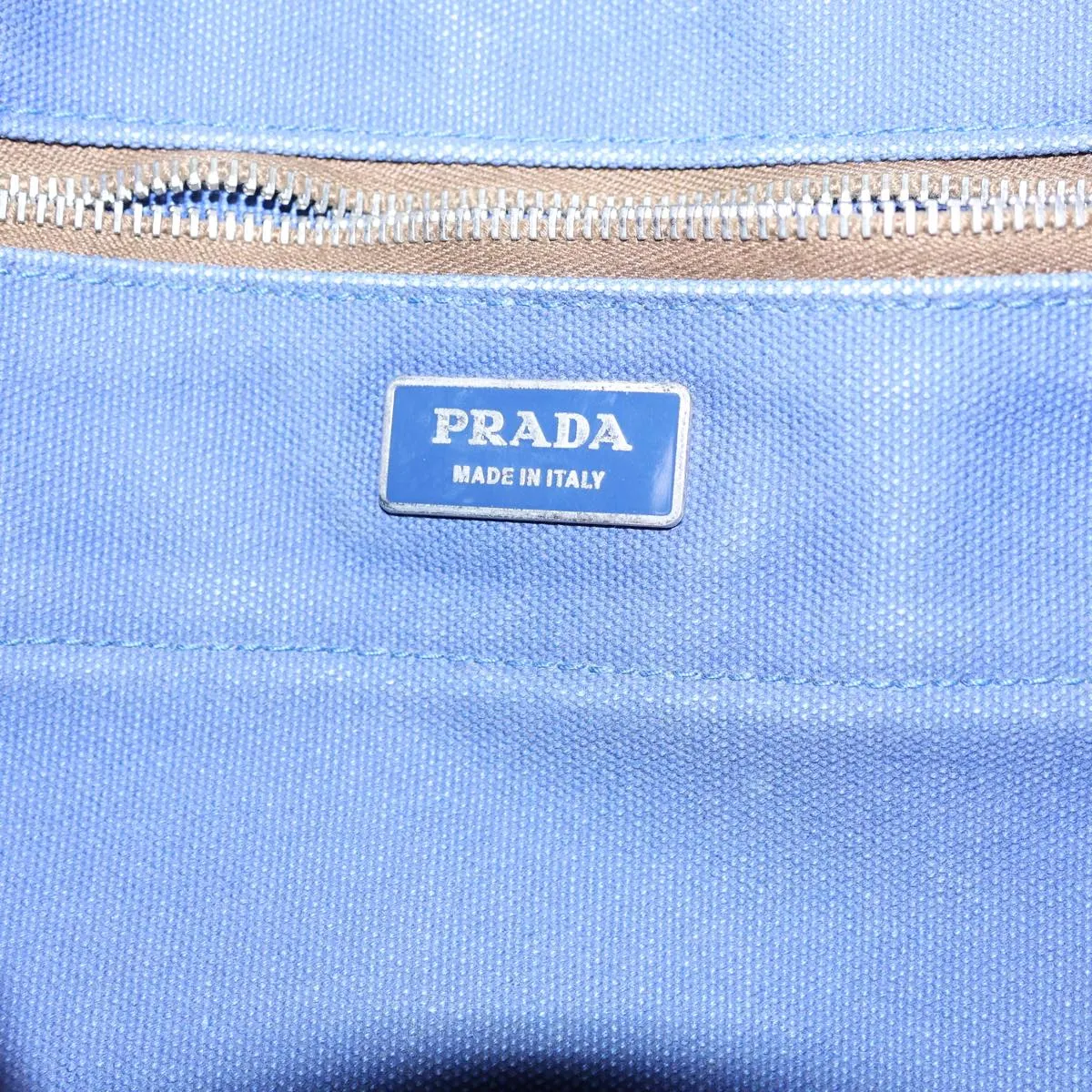 Trendy Inspired Prada Tote Bag Canvas Blue Auth Bs13700