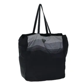 Trendy Inspired Prada Tote Bag Nylon Black Gray Auth 69946