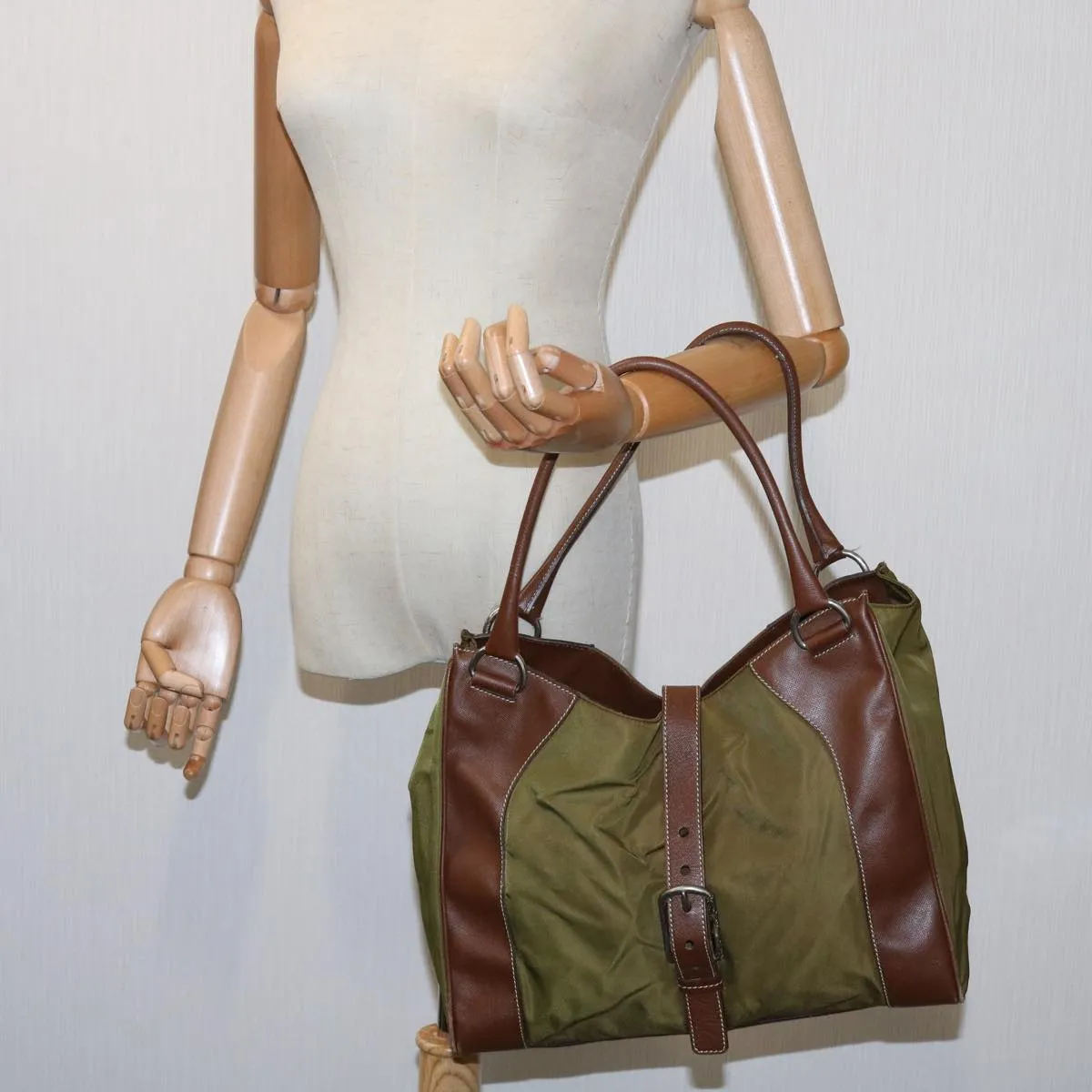 Trendy Inspired Prada Tote Bag Nylon Khaki Auth 69650