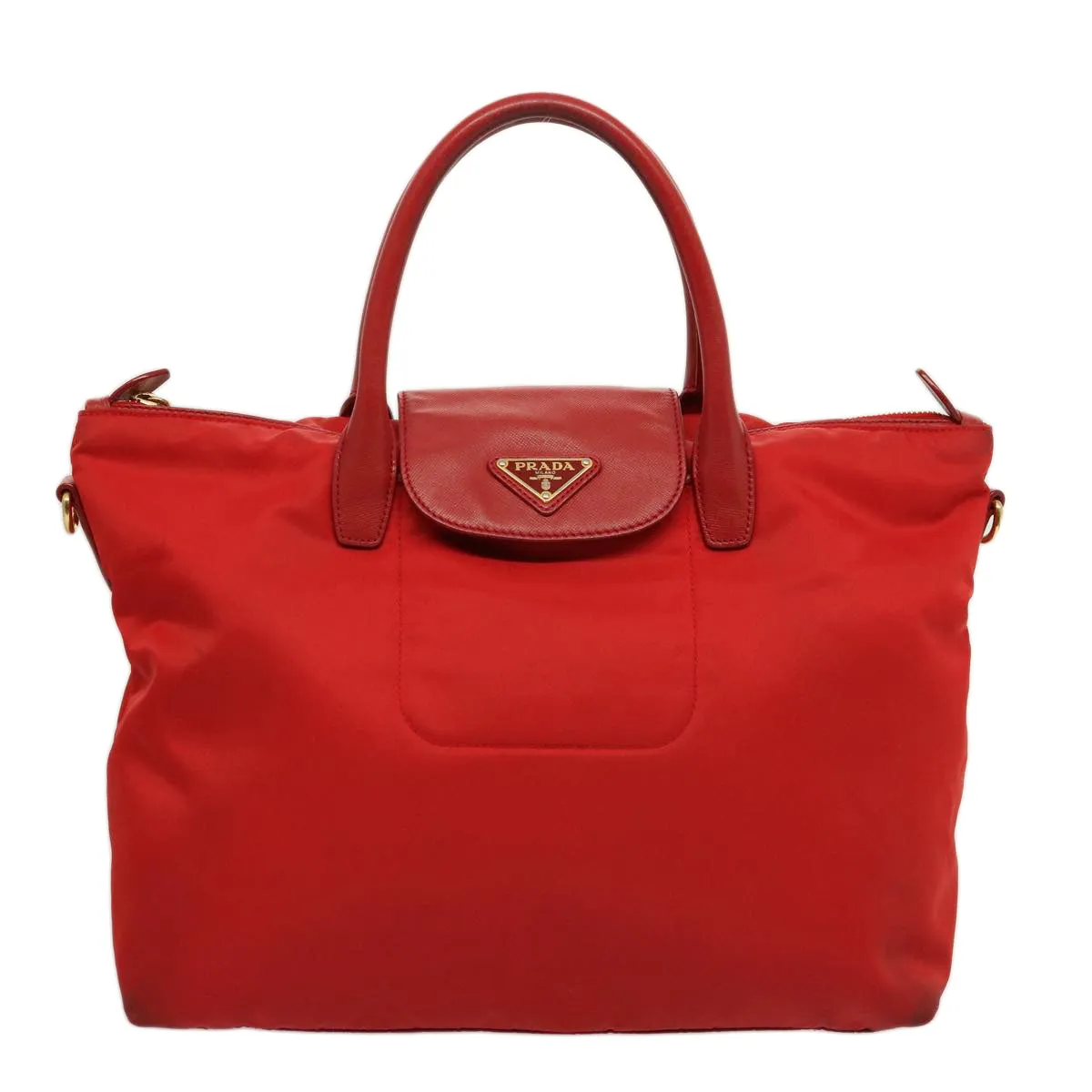 Trendy Inspired Prada Tote Bag Nylon Red Auth 75649